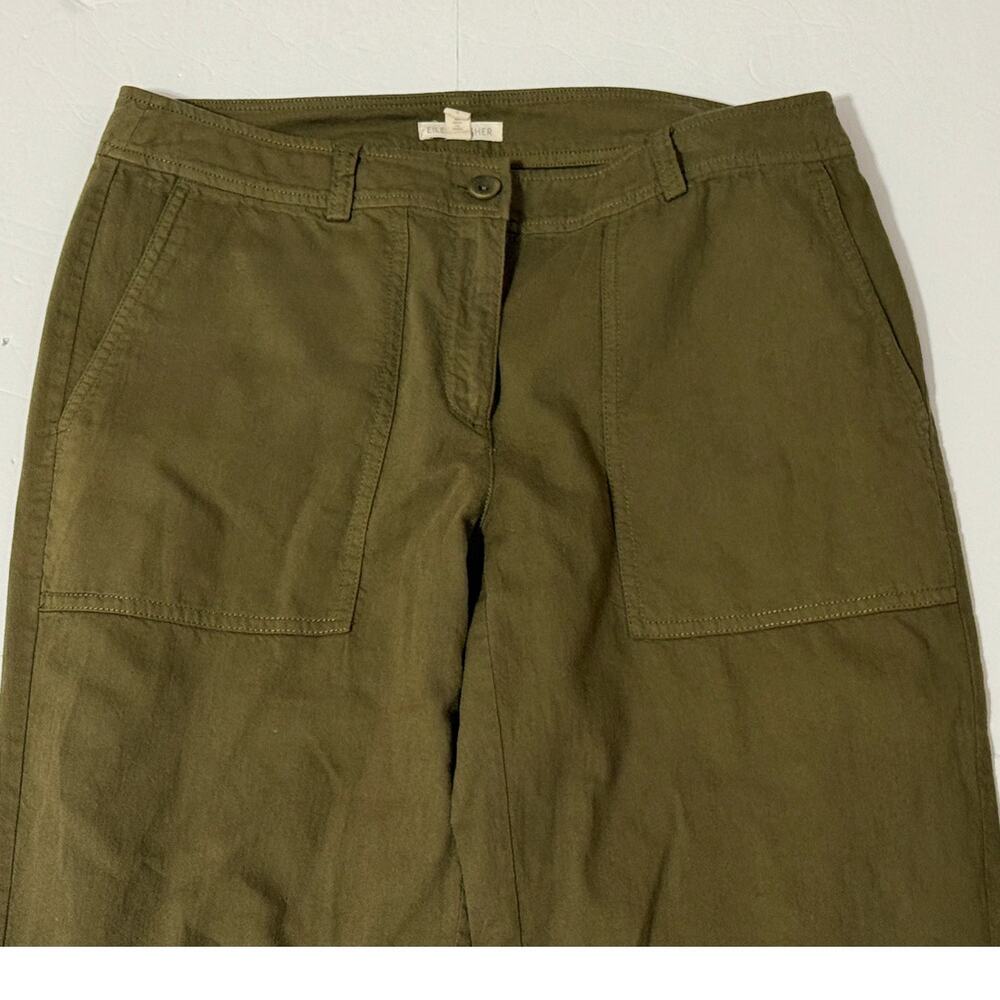 Eileen Fisher 100% Organic Cotton Fatigue-Style Pants, Olive Green, Size 8 - Picture 3 of 7